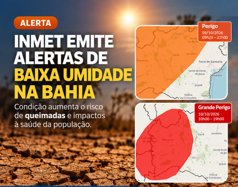INMET emite alertas de baixa umidade na Bahia; UPB acompanha com preocupação risco de queimadas