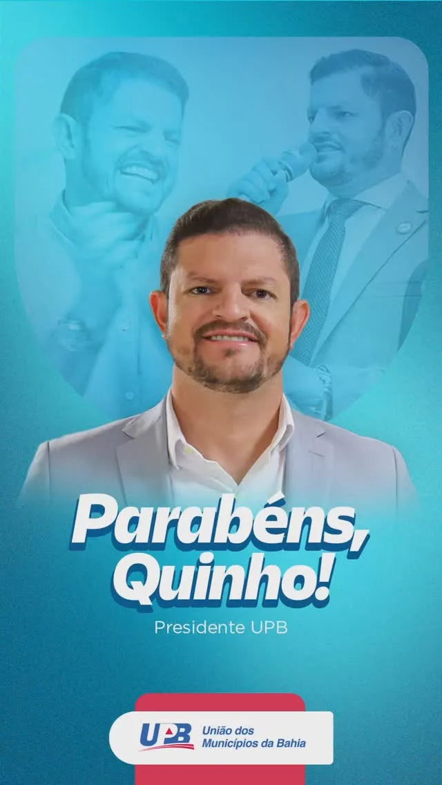 Entusiasmo, coragem e uma determinação que impressiona. Características de Quinho Tigre, esse grande líder municipalista que inspira e impulsiona a nossa luta. Nosso presidente é tão predestinado que veio ao mundo no Dia do Municipalismo. Data do seu aniversário, em que prefeitos, prefeitas e equipe técnica da União dos Municípios da Bahia (UPB) têm a honra de homegea-lo e agradecê-lo pelo tão elevado lugar que colocou a nossa instituição, com sua liderança firme e a doçura de quem acolhe a todos com carinho, respeito e humildade. Presidente, parabéns pelo seu dia, muita saúde, muito sucesso e o reconhecimento da sua capacidade ímpar de articulação política. Que Deus siga abençoando imensamente sua caminhada. 

Feliz Aniversário 🎉