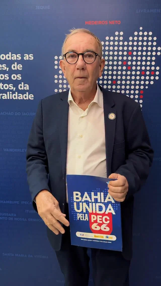 🚨 Atenção Gestores!

Nosso Presidente Wilson Cardoso convoca todos os Prefeitos e Prefeitas da Bahia para, juntos com a UPB e a CNM, participarem da Mobilização Municipalista a favor da aprovação PEC66/2023, em Brasília de 14 a 16 de julho.

🔵 É hora de garantir mais uma conquista histórica para os Municípios ! 

A presença dos gestores em Brasília é essencial para fortalecer o movimento, uma vez que a PEC66, segundo a Confederação Nacional de Municípios (CNM), pode representar uma economia de até R$ 800 bilhões para os municípios brasileiros.

📍 PROGRAMAÇÃO:

📌 Segunda-feira 14/07 15h – Concentração na sede da CNM
📌 Terça-feira 15/07 a partir das 8h – Votação do relatório na Comissão Especial e no Plenário da Câmara
📌 Quarta-feira 16/07 (horário a definir) – Votação no Plenário da Câmara

✅ Vamos juntos mostrar a força da Bahia unida pela PEC66!