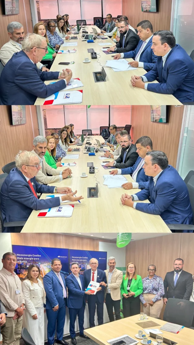 Soluções para as demandas dos municípios na manutenção e expansão da energia elétrica no estado foram discutidas em reunião realizada nesta quinta-feira (31), entre a União dos Municípios da Bahia (UPB) e o presidente da Neoenergia Coelba, Thiago Guth. Durante o encontro, realizado na sede da concessionária em Salvador, o presidente da UPB, Wilson Cardoso, acompanhado de membros da diretoria da entidade, apresentou as principais dificuldades enfrentadas por diversos municípios baianos no fornecimento de energia elétrica.

Wilson Cardoso sugeriu a realização de um ciclo de reuniões regionais para atendimento individualizado aos gestores. Ficou acordado que serão realizadas quatro reuniões, por região (Norte, Sul, Leste, Oeste), na sede da UPB, nos dias 19 e 26 de agosto e 2 e 9 de setembro. Técnicos da concessionária estarão presentes para receber as demandas das prefeituras. Caso necessário, as datas podem ser prorrogadas.

A parceria entre a UPB e a Coelba reafirma o compromisso com a busca por soluções reais para os municípios baianos, visando a melhoria da qualidade no fornecimento de energia e o fortalecimento dos serviços públicos, promovendo o desenvolvimento sustentável e a eficiência no atendimento.
