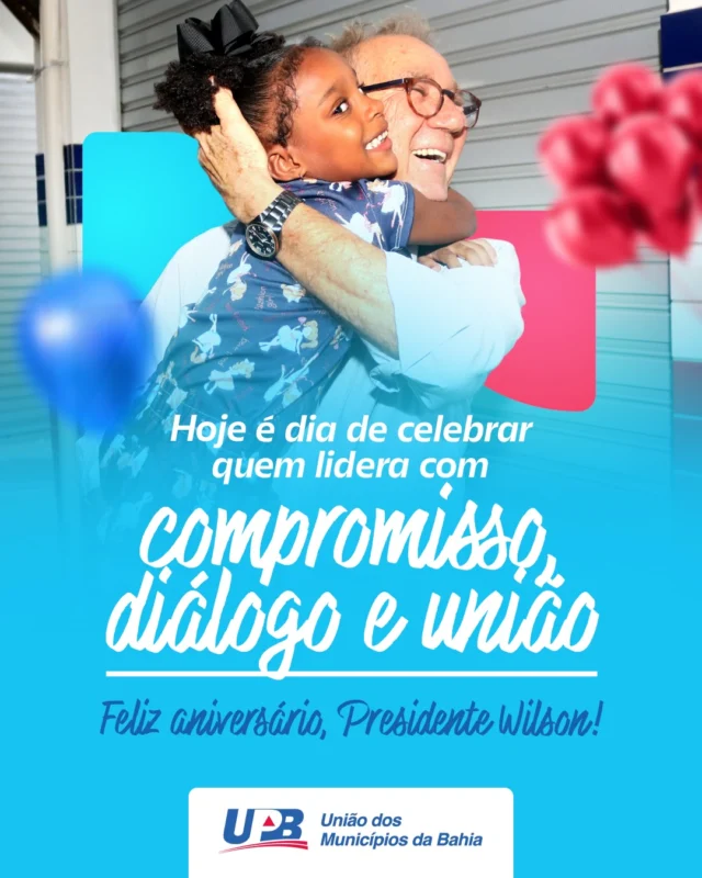 Parabéns, Presidente @wilsonpcardoso_ 👏👏👏

Hoje é dia de celebrar a vida desse grande municipalista, dia de reconhecer o seu compromisso, dedicação e trabalho incansável na defesa dos municípios baianos. Wilson Cardoso é um professor, um conciliador, empreendedor nato, que escolheu a política como meio para realizar a favor dos que mais precisam. Seu respeito e retidão com a coisa pública é exemplo e farol que guia os  nossos gestores e ensina o verdadeiro sentido do municipalismo.

Neste 1° de fevereiro, os Prefeitos e Prefeitas da nossa Bahia e toda Equipe da UPB lhe desejam Feliz Aniversário, Presidente! 🥳🎂🎉