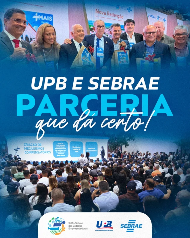 Parceria que impulsiona o presente e constrói o futuro dos nossos municípios! 

A União dos Municípios da Bahia (UPB) celebra, com grande orgulho, a sólida parceria com o SEBRAE no apoio à realização do Salão Sebrae Cidades Empreendedoras, um evento que reafirmou a força do empreendedorismo como eixo estratégico para o desenvolvimento sustentável da Bahia.

Em sua primeira edição, o salão já se consolida como um verdadeiro espaço de diálogo, troca de experiências e construção de soluções, reunindo gestores públicos, especialistas e empreendedores em torno de do propósito comum de fortalecer o ambiente de negócios, estimular a inovação e ampliar oportunidades nos municípios. 

A UPB tem a honra de caminhar lado a lado com o Sebrae, essa instituição que é a locomotiva do desenvolvimento dos municípios, estimulando o empreendedorismo e cumprindo um papel essencial na qualificação da gestão pública para apoiar os pequenos negócios e a dinamização da economia local.

Parabéns ao Sebrae! O Salão de Cidades Empreendedoras já se consolida como um grande sucesso, deixando um legado de inspiração e resultados concretos para construirmos juntos uma Bahia cada vez mais empreendedora, forte e cheia de oportunidades! 

#UPB #SEBRAE #CidadesEmpreendedoras #Municipalismo #Empreendedorismo DesenvolvimentoLocal Bahia