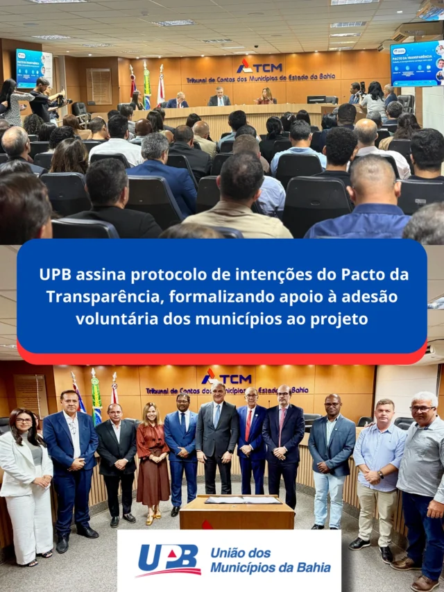 Em um momento em que a transparência pública se consolida como pilar essencial da boa governança, gestores municipais e órgãos de controle se reuniram, na tarde desta quinta-feira (30), no Plenário do Tribunal de Contas dos Municípios (TCM/BA), em Salvador, para firmar compromissos concretos com a melhoria da gestão pública. O encontro marcou o lançamento do Pacto da Transparência, promovido no âmbito do Projeto Transparência em Rede.

A iniciativa conta com o apoio da União dos Municípios da Bahia (UPB) e é fruto da cooperação entre o Ministério Público do Estado da Bahia (MP/BA), a Controladoria-Geral da União, o Tribunal de Contas do Estado da Bahia (TCE/BA), o Tribunal de Contas dos Municípios do Estado da Bahia (TCM/BA) e a Associação dos Membros dos Tribunais de Contas do Brasil (Atricon). O objetivo é sensibilizar a gestão municipal para o aprimoramento dos mecanismos de transparência, especialmente por meio do fortalecimento dos portais públicos e da implementação de rotinas administrativas voltadas à transparência ativa e passiva.

Durante o evento, representantes dos órgãos parceiros e prefeitos assinaram o Protocolo de Intenções do Pacto da Transparência, formalizando a adesão voluntária dos municípios ao projeto. A partir desse compromisso, as gestões municipais assumem metas progressivas para o aprimoramento da transparência pública, com acompanhamento e apoio técnico das instituições parceiras.