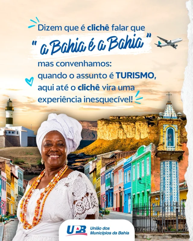 No Dia Nacional do Turismo, celebramos a alegria, as belezas naturais e a riqueza cultural da nossa querida Bahia 💙❤️

Terra de praias paradisíacas, histórias de resistência que marcaram o Brasil, sabores inesquecíveis, música que contagia e um povo acolhedor que transforma cada visita em uma experiência única. Da energia do Pelourinho, do encanto do litoral, às tradições do povo do sertão, a Bahia é um convite permanente para viver cultura, alegria e diversidade em cada canto.

Venha sentir o Axé e se apaixonar pela essência baiana de ser feliz 🌴☀️🎶

Visite a Bahia! 

#DiaNacionalDoTurismo #Bahia #Turismo #CulturaBaiana #VivaABahia